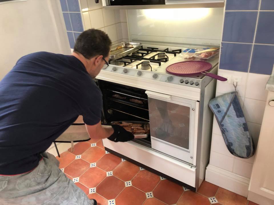 Bob cooking sausages